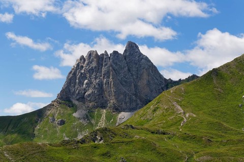 Oefner Joch pass and Hochweissstein Mountain or Monte Peralba in Friaul