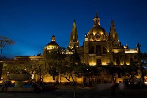 Cathedral Catedral de Guadalajara at night
