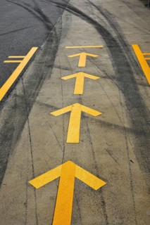Markings in the pit lane during testing at the Circuit de Catalunya or Circuit de Barcelona