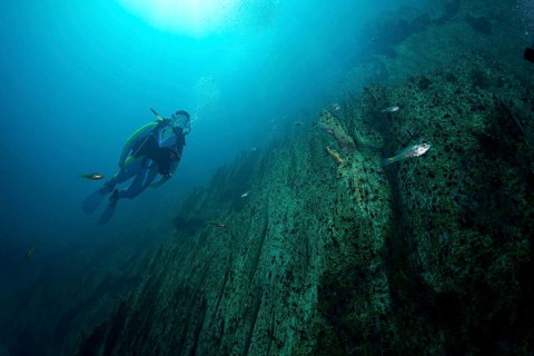 Scuba diver in Barracuda Lake