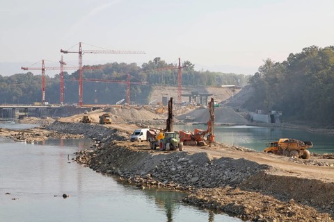 Construction site of the new hydropower plant in Rheinfelden
