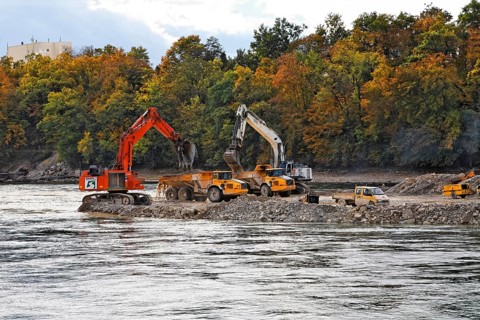 Construction site of the new hydropower plant in Rheinfelden