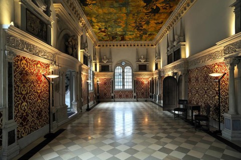 Restored Hirsvogel Hall with a canvas ceiling