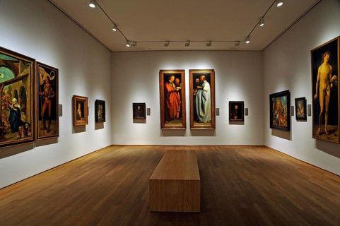 Exhibition space with replicas of famous paintings by Albrecht Duerer
