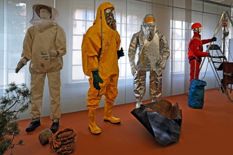 Various protective clothing for firefighters