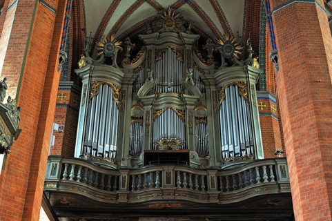 Organ with Baroque organ case in the Marienkirche or St. Mary's Church