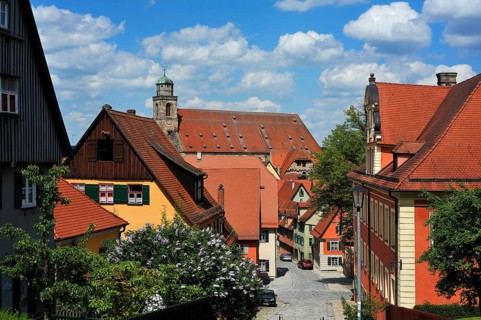 View from Turmgasse alley towards the Catholic Parish Church of St. George