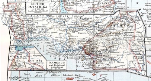 Map of the former German colony of Cameroon and Togoland