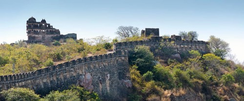 Fortified wall and ruins of a palace complex