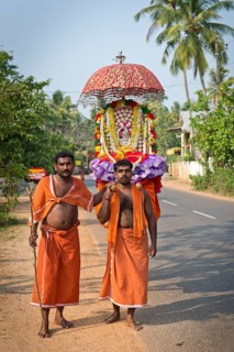 Procession of Hindu pilgrims in honor of a local patron goddess