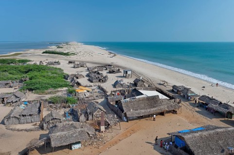 Simple huts made of palm fronds