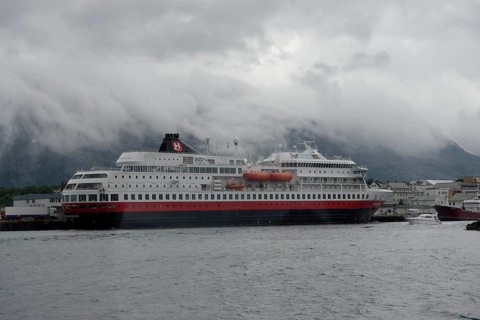 Passenger ship MS Finnmarken in the port of Vega
