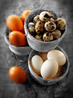 Punnets of fresh organic quail