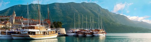 Charter cruise boats in the harbour of Korcula town