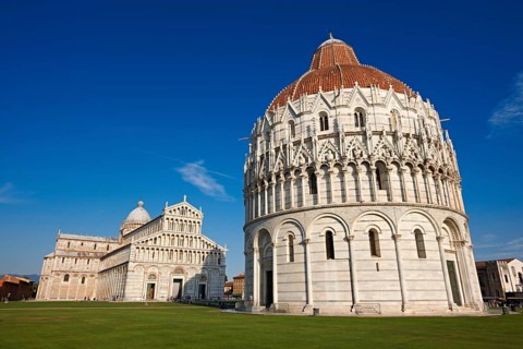 Baptistry of St. John with the Duomo of Pisa at back