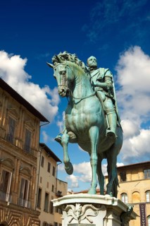 The bronze equestrian statue of Cosimo I by Giambologna