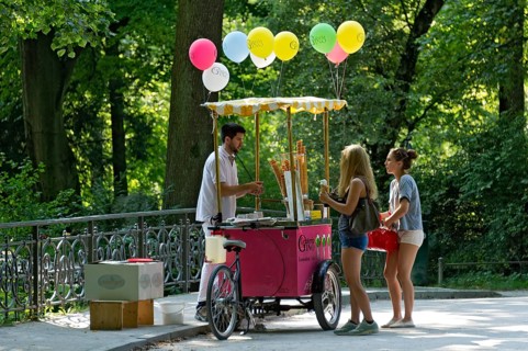 Ice cream cart with a bicycle