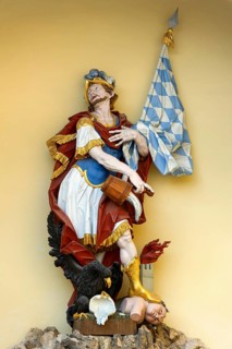 Copy of the rococo figure of St. Florian made of lime wood by Christian Jorhan the Elder