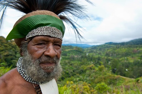 Traditionally dressed tribal chief in the Highlands