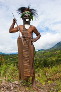 Decorated and painted tribal chief in the Highlands