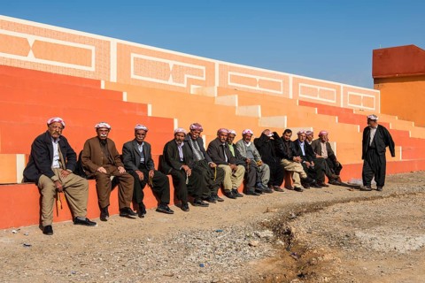 Meeting of elderly Kurdish men