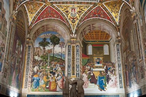 Historic paintings and frescoes in the Piccolomini Library