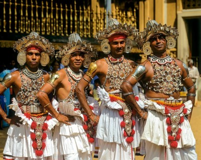Kandyan dancers in traditional costumes