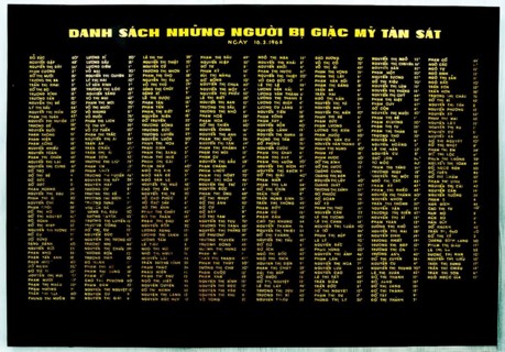 Memorial plaque with the names of the 503 victims of the My Lai Massacre from 16th March 1968