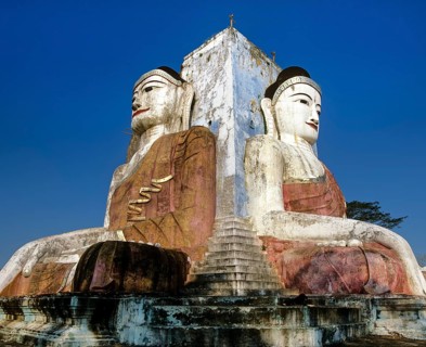 Two large seated Buddhas