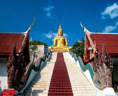 Stairs to the 12m high Big Buddha statue