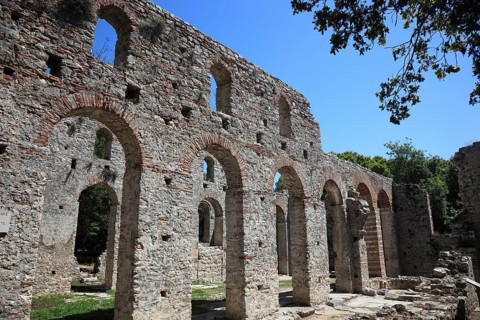 Early Christian-Byzantine basilica in the ruins of the ancient city of Butrint