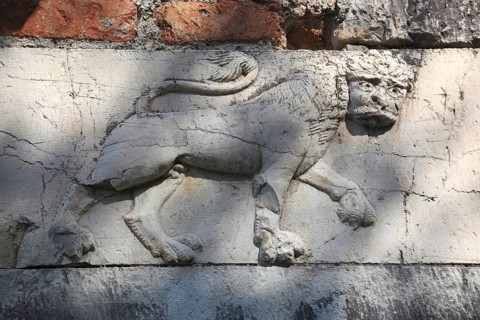 Venetian stone relief on the outer wall of St. Nicholas Church