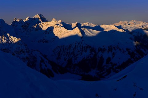 Peaks of Mt Zitterklapfen and Mt Toblermannskopf in the morning light