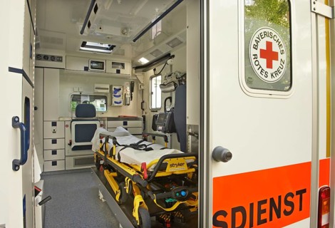 Ambulance with an open door