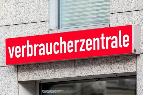 Sign "Verbraucherzentrale" at a German consumer advice centre