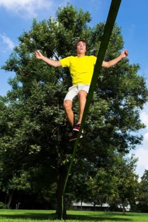 Athlete balancing on a slackline