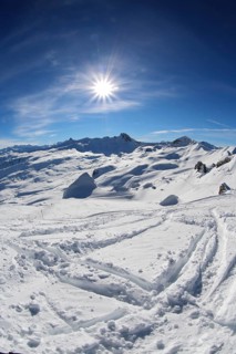 Winter mountain landscape with Spitzmeilen Mountain and Wissmeilen Mountain