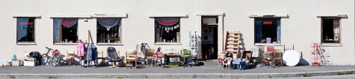 Thrift shop with displays outside