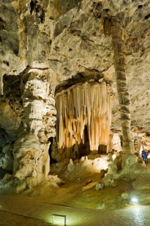 Stalactites and stalagmites in Van Zyl's Hall inside the Cango Caves