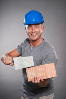Construction worker wearing a hard hat