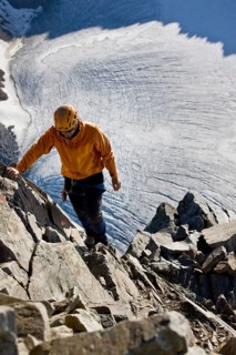 Mountain climber during the ascent of Wilder Pfaff Mountain