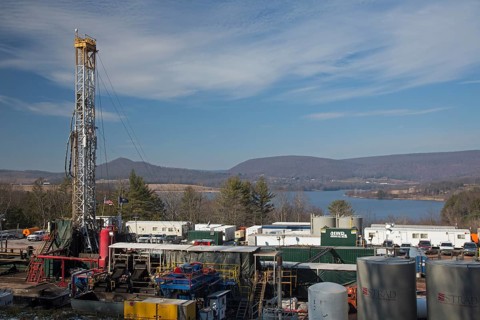 An Atlas Energy Resources natural gas well being drilled in rural Lycoming County in preparation for hydraulic fracturing or fracking