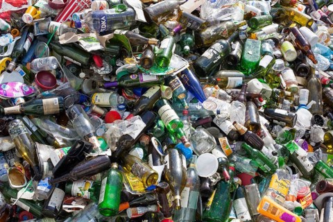 Glass collected for recycling