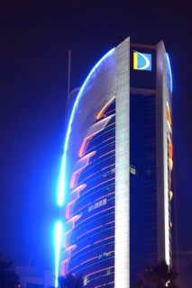 Doha Bank Tower at night