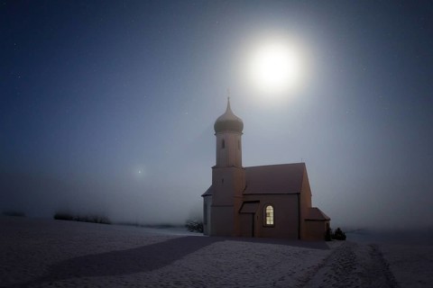Moonlit St. Johannisrain church