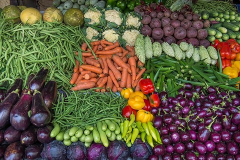 Market stall with okra