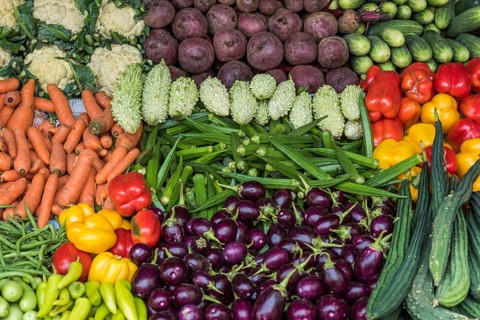 Market stall with okra