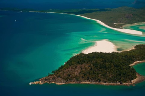 Aerial view of Whitehaven in the Whitsunday Islands