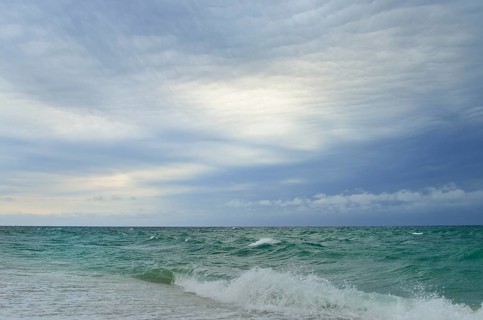 Storm clouds over the choppy sea