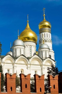 Archangel Cathedral and Ivan the Great bell tower inside Moscow Kremlin